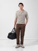 Men's Beige Slim Fit Textured Flat Knit Shirt