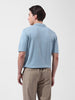 Men's Blue Slim Fit Textured Flat Knit Shirt