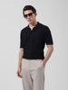 Men's Black Slim Fit Textured Flat Knit Shirt