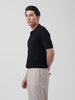 Men's Black Slim Fit Textured Flat Knit Shirt
