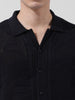 Men's Black Slim Fit Textured Flat Knit Shirt
