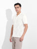 Men's White Slim Fit Textured Flat Knit Shirt