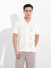 Men's White Slim Fit Textured Flat Knit Shirt