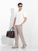 Men's White Slim Fit Textured Flat Knit Shirt