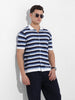 Men's Blue Slim Fit Textured Flat Knit Shirt
