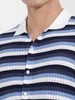 Men's Blue Slim Fit Textured Flat Knit Shirt