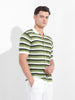 Men's Green Slim Fit Textured Flat Knit Shirt