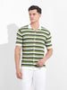 Men's Green Slim Fit Textured Flat Knit Shirt