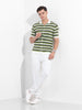 Men's Green Slim Fit Textured Flat Knit Shirt