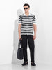 Men's Grey Slim Fit Textured Flat Knit Shirt