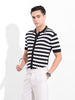Men's Black Slim Fit Textured Flat Knit Shirt