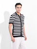 Men's Black Slim Fit Textured Flat Knit Shirt