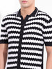 Men's Black Slim Fit Textured Flat Knit Shirt
