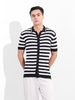 Men's Black Slim Fit Textured Flat Knit Shirt