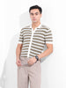 Men's Beige Slim Fit Textured Flat Knit Shirt