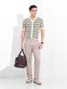 Men's Beige Slim Fit Textured Flat Knit Shirt