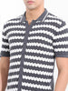 Men's Grey Slim Fit Textured Flat Knit Shirt