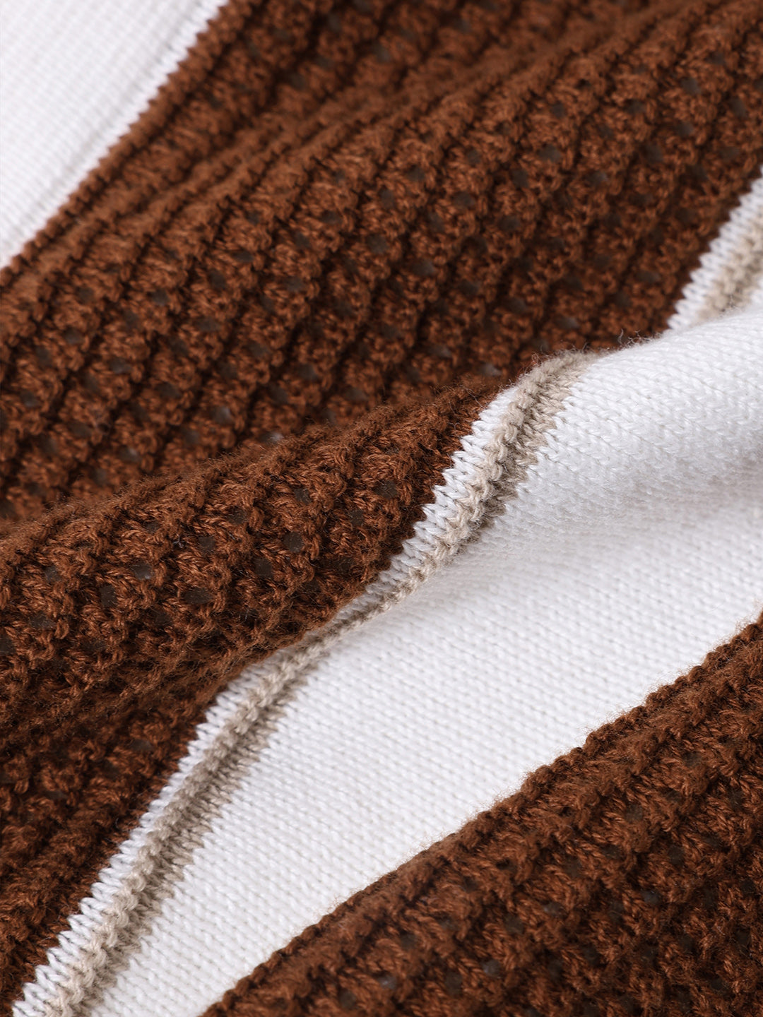 Men's Cream Slim Fit Textured Flat Knit Shirt