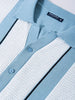 Men's Blue Slim Fit Textured Flat Knit Shirt
