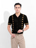 Men's Black Slim Fit Textured Flat Knit Shirt