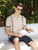 Men's Cream Slim Fit Textured Flat Knit Shirt