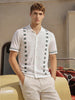 Men's White Slim Fit Striped Flat Knit Shirt