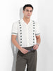 Men's White Slim Fit Textured Flat Knit Shirt
