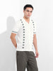 Men's White Slim Fit Textured Flat Knit Shirt