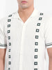 Men's White Slim Fit Textured Flat Knit Shirt