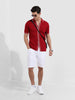 Men's Maroon Slim Fit Flat Knit Textured Shirt