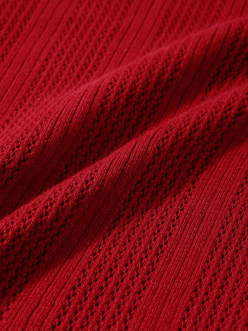 Men's Maroon Slim Fit Flat Knit Textured Shirt