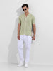 Men's Green Slim Fit Flat Knit Textured Shirt
