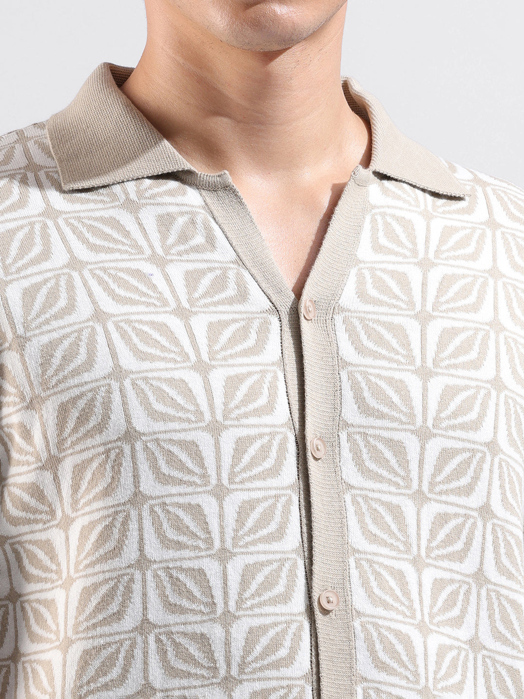 Men's Flat Knit Slim Fit Half Sleeve Shirt