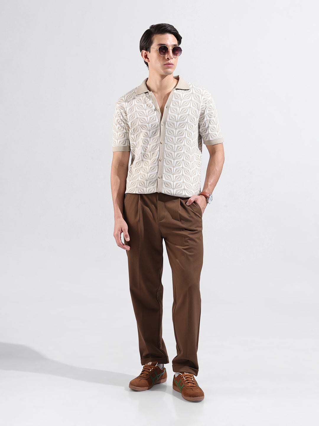 Men's Flat Knit Slim Fit Half Sleeve Shirt