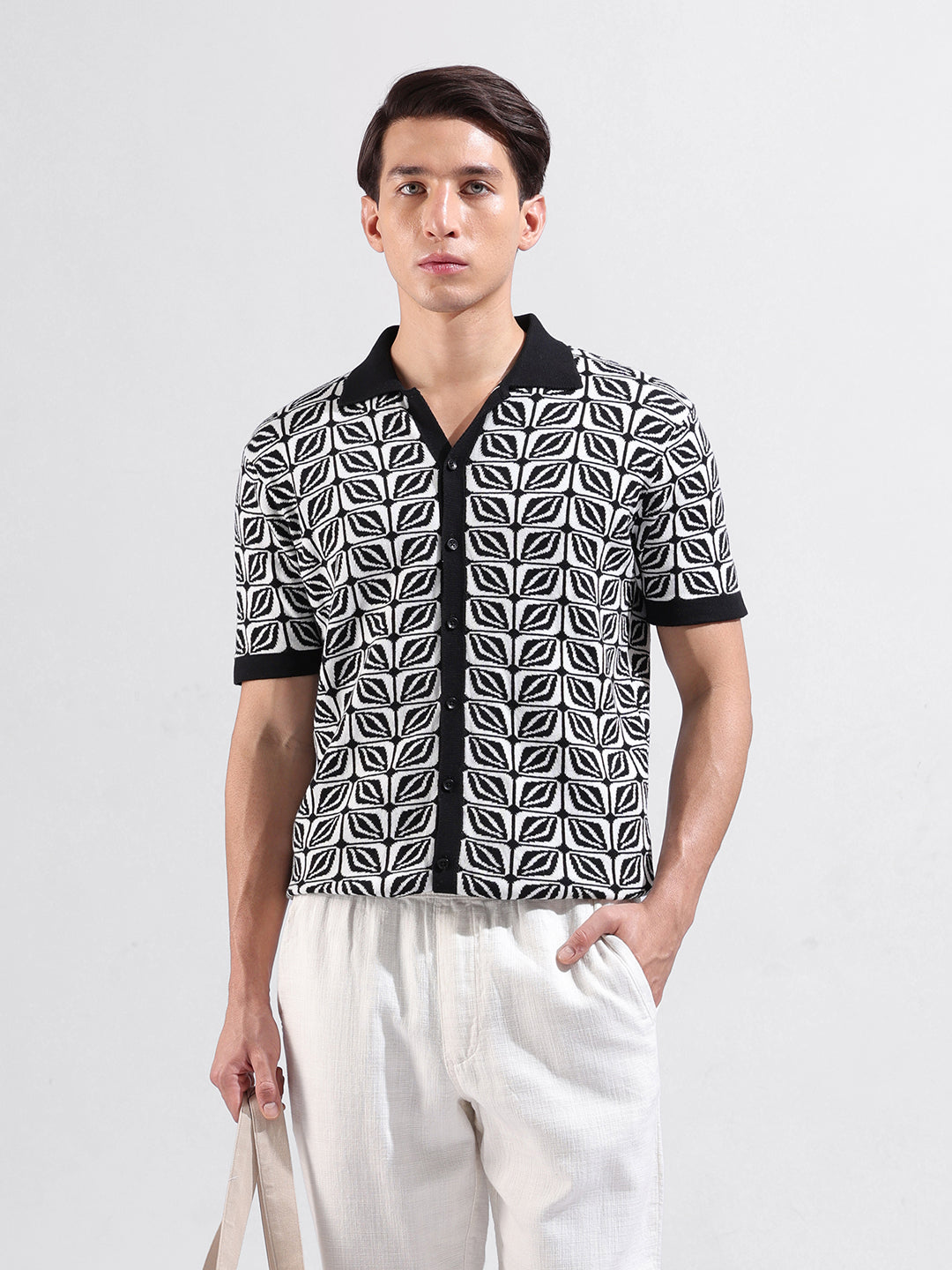 Men's Flat Knit Slim Fit Half Sleeve Shirt