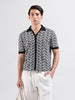 Men's Black Slim Fit Textured Flat Knit Shirt
