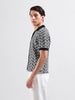 Men's Black Slim Fit Textured Flat Knit Shirt