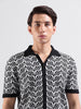 Men's Black Slim Fit Textured Flat Knit Shirt