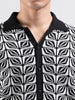 Men's Black Slim Fit Textured Flat Knit Shirt