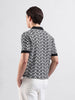 Men's Black Slim Fit Textured Flat Knit Shirt