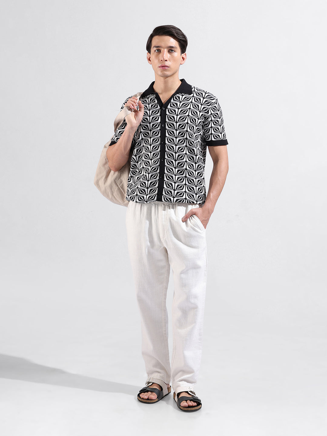 Men's Flat Knit Slim Fit Half Sleeve Shirt