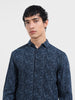 Men's Blue Regular Fit Printed Print Shirt