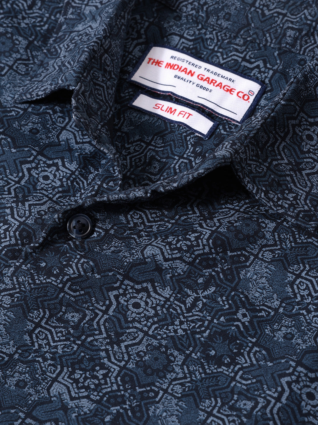 Men's Blue Regular Fit Printed Print Shirt