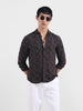 Men's Maroon Regular Fit Printed Print Shirt