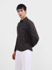 Men's Maroon Regular Fit Printed Print Shirt
