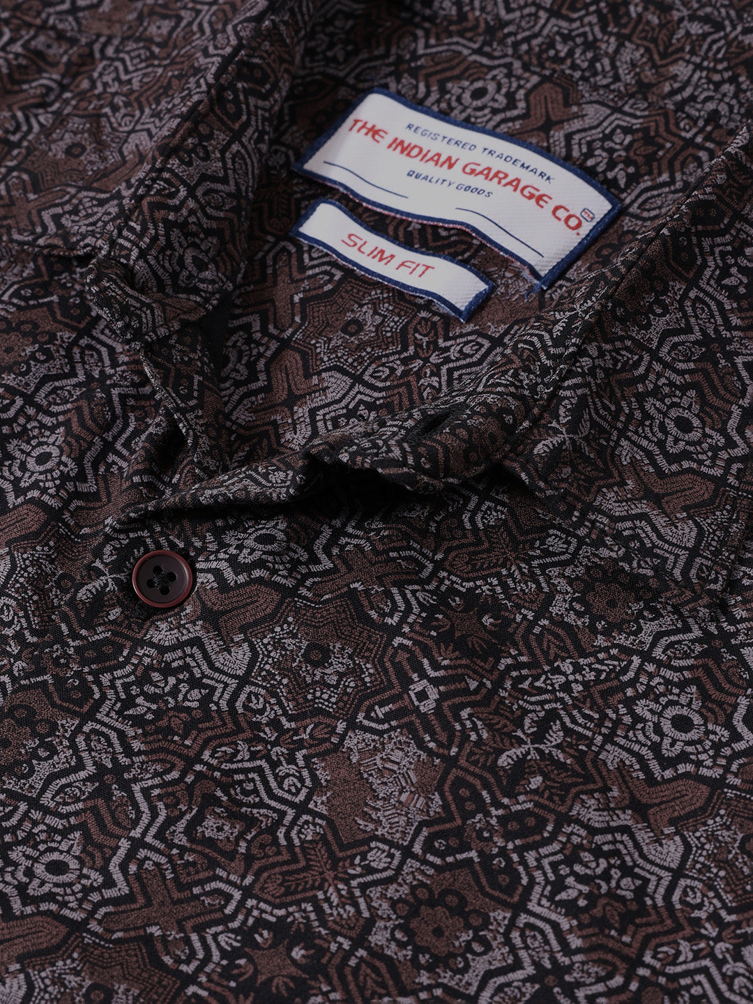 Men's Maroon Regular Fit Printed Print Shirt