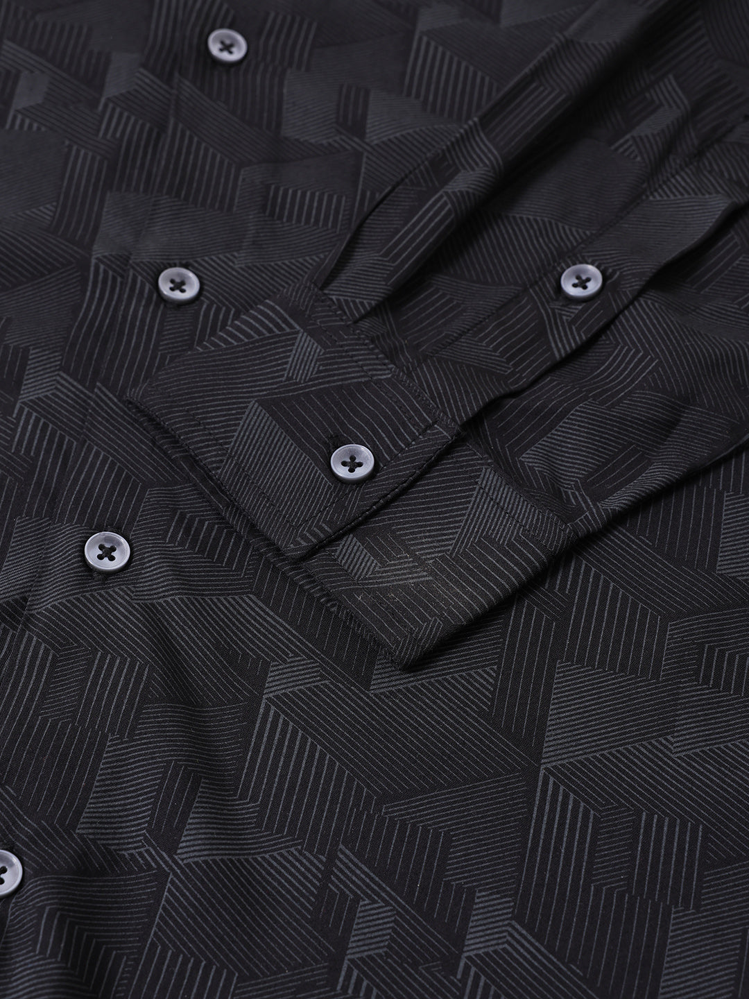 Men's Black Regular Fit Printed Print Shirt