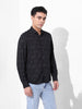Men's Black Regular Fit Printed Print Shirt