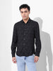 Men's Black Regular Fit Printed Print Shirt