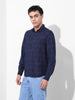 Men's Blue Regular Fit Printed Print Shirt